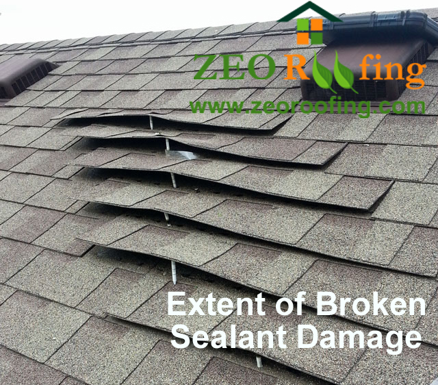 Extent of Sealant Damage To Asphalt Roof Shingles